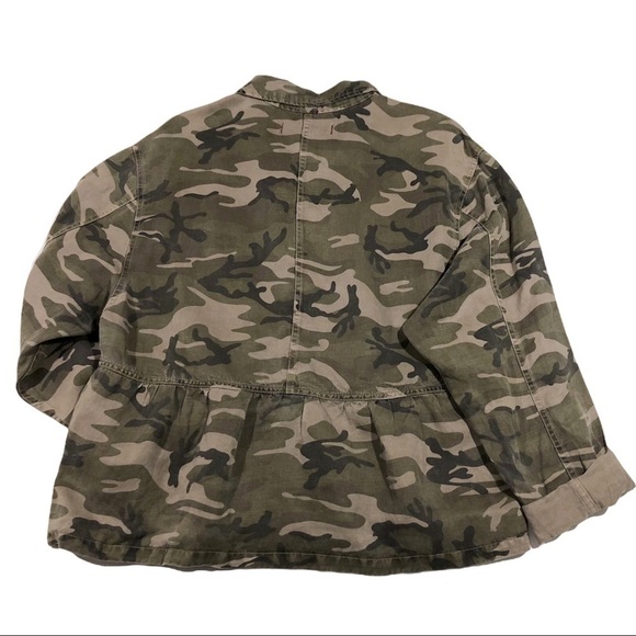 AMO Cropped Rosie Jacket Camo Peplum Linen Tencel M - Picture 7 of 13